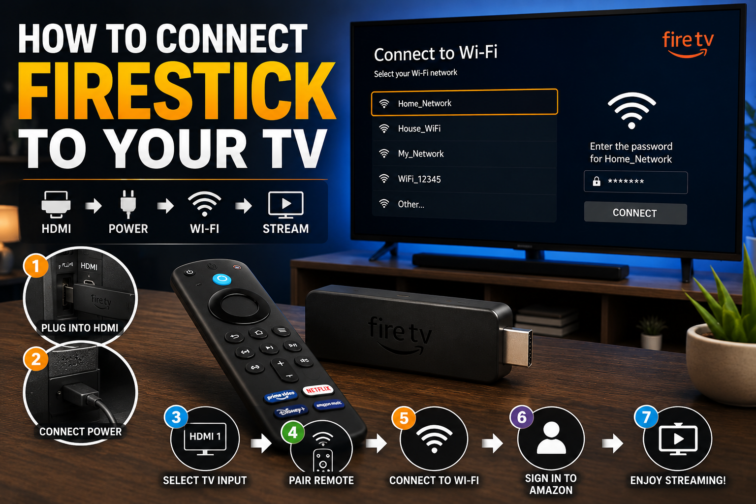 How to connect a Firestick to a TV using HDMI and Wi-Fi